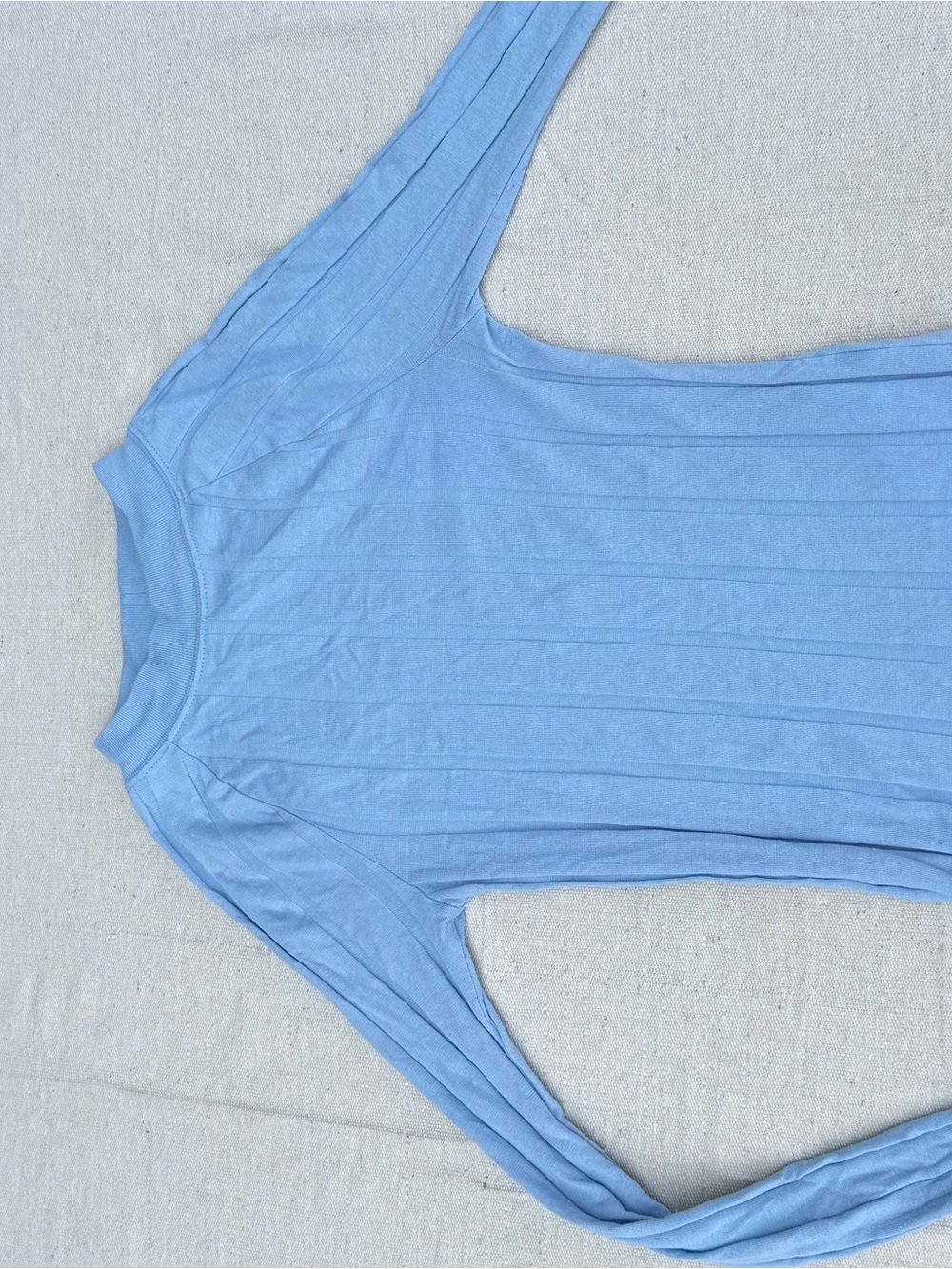 BDG Light Blue Ribbed Scoop Mock Neck Long Sleeve Top